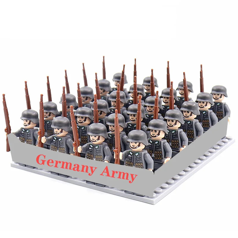 24 Pcs/Lot WW2 Military Figures Building Blocks Nation Army Soldiers Assemble Bricks Educational For Boys Christmas Gift  Toys