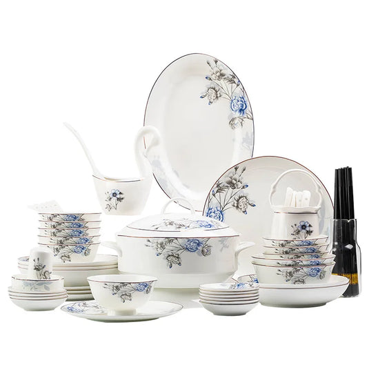 Jingdezhen Household Ceramic Bowls, Tableware Set, Bowls, Dishes, Chinese Bone Porcelain Tableware