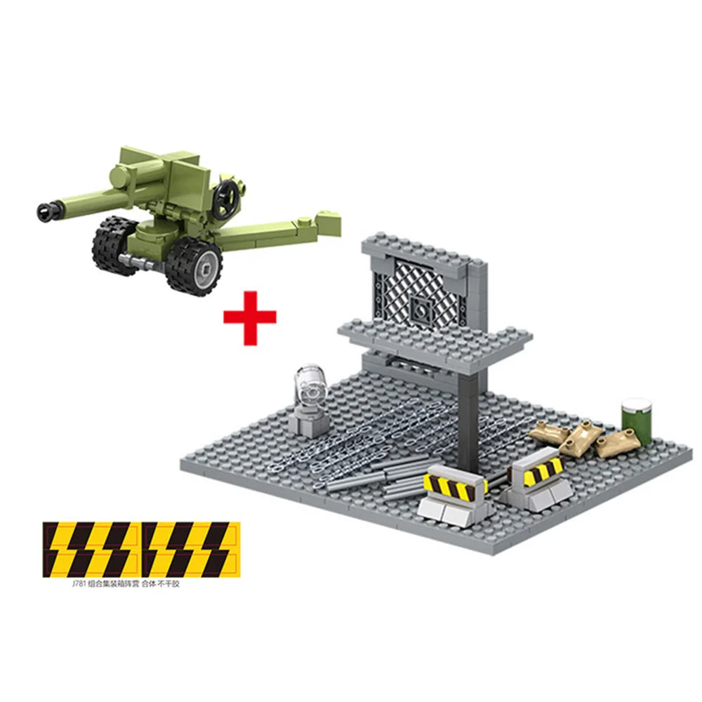 World War 2 WW2 Army Military Soldiers SWAT Police Container Weapon Cannon Base Model Building Blocks Bricks Children's Toys