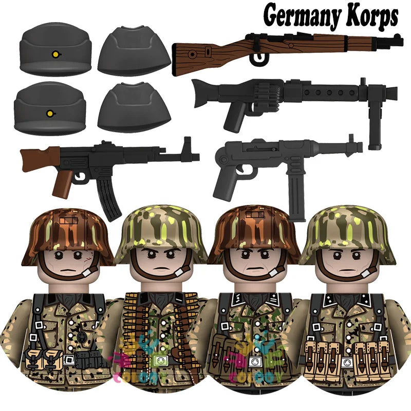 Kids Toys WW2 Building Blocks 4pcs/set US UK Soviet Soldiers Mini Action Figures Educational Toys For Kids Boys Christmas Gifts