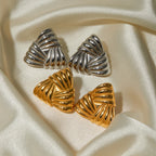 Geometric Stainless Steel Vintage Triangle Metal Earrings Statement Texture 18K Plated Temperament украшения бижутерия Gift