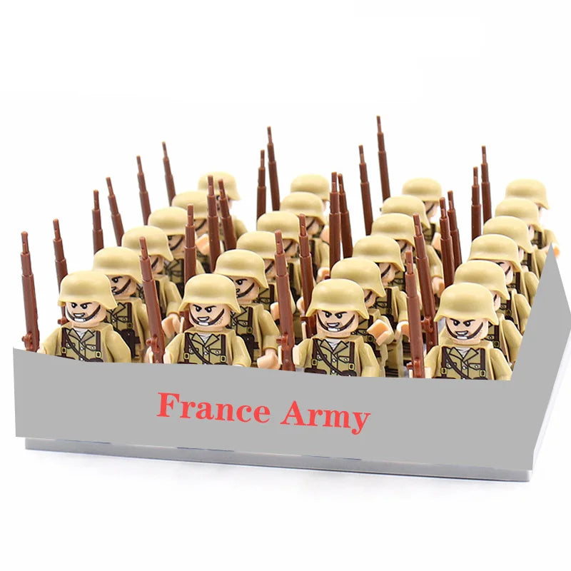 24 Pcs/Lot WW2 Military Figures Building Blocks Nation Army Soldiers Assemble Bricks Educational For Boys Christmas Gift  Toys