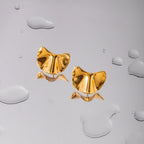Rustfrit stål 18k forgyldt minimalistisk metaltekstureret uregelmæssig konvekse ørestikker Vandtætte femme Chic stilfulde smykker