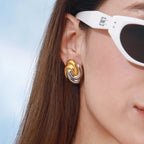 Zora Retroism 18K Gold Colour Plated Stainless Steel Gold Colour Silver Color Scheme Earrings, Women's Light  Adjustable Ear