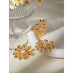 18k vergoldetes minimalistisches leichtes gemütliches Sonnenblumen-Design klebriges Kunststoff-Perlen-Ohrring-Ring-Set personalisierter Statement-Schmuck