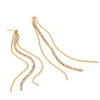 Anti-allergische 18K goud vergulde kwast metalen ketting hangende druppel strass oorbellen roestvrij staal delicaat sieraden voor vrouwen