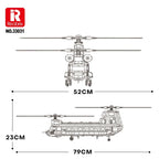 Reobrix 33031 MOC CH-47 Chinook Transport Plane Building Blocks Military Armed Helicopter Fighter Toy Birthday Gift For Kids