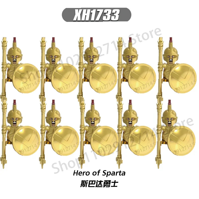 10Pcs/Set Historical Medieval Sparta Heroes Crusader Roman Soldiers Building Blocks Military Action Figures Bricks Toys For Kids