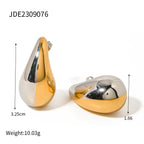Boucles d'oreilles assorties couleur or et argent en acier inoxydable sans ternir plaqué or 18 carats goutte d'eau bijoux d'oreille légers de luxe pour femmes