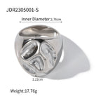18K vergoldeter Edelstahl wasserdicht Lavatextur konkave Ohrring-Ring-Kombination Statement-Schmuck Frauen Party Geschenk