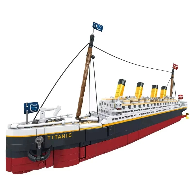 New large-scale Titanic creative model building block set adult challenge giant Titanic cruise ship model building toys children