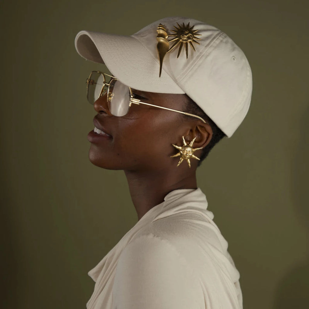 18K Stainless Steel Stylish Vintage Hammer Pattern Smiling Sun Earrings Women Trendy Charm Metal Chic Statement Jewelry