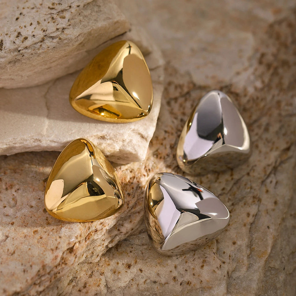 Udsøgte 18K rustfrit stål geometriske tredimensionelle trekantøreringe Vandtætte kvinder højkvalitets бижутерия Festgave