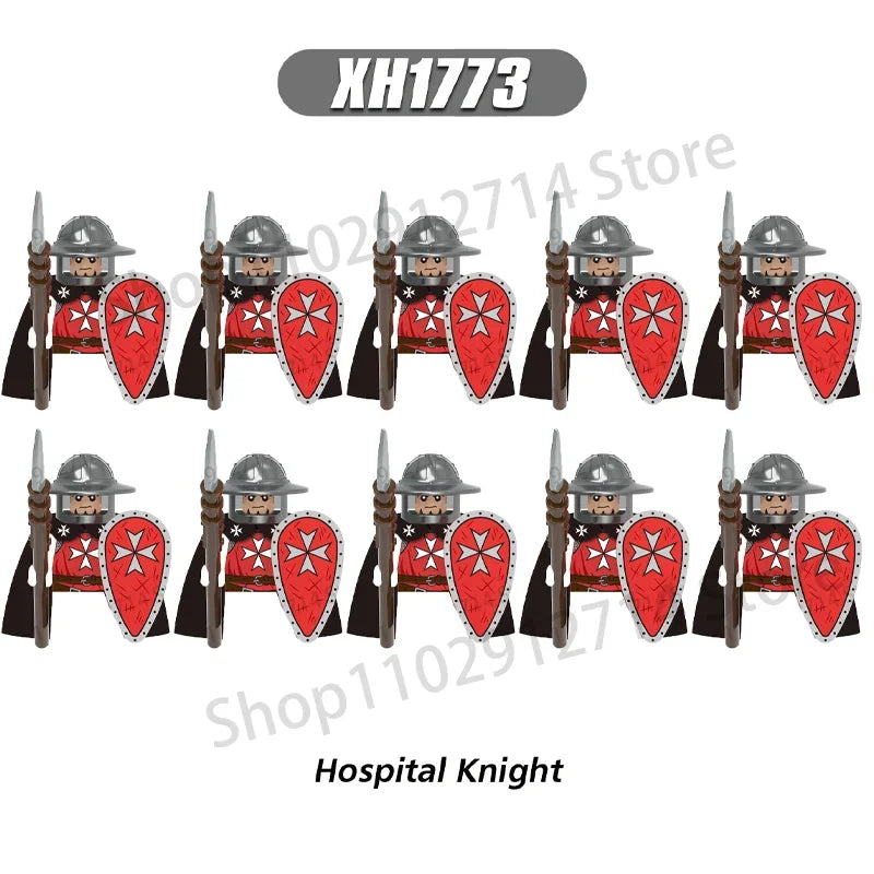 10Pcs/Set Historical Medieval Sparta Heroes Crusader Roman Soldiers Building Blocks Military Action Figures Bricks Toys For Kids