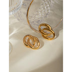 18K PVD Plated Stainless Steel Minimalist O-wrap Twine Personality Stud Earrings Waterproof High Quality Attractive Jewelry