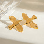 18K Stainless Steel Stylish Smooth Peace Dove Shaped Earrings Women Trendy Charm Chic Statement Jewelry Gala Gift - Grand Goldman