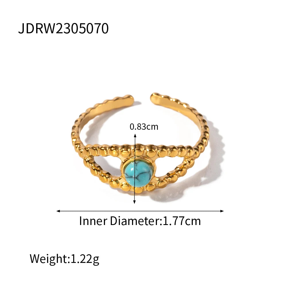 Vandafvisende personlighed Lady Ring Turkis Indlæg Gennembrudt 18K forgyldt rustfrit stål Djævleøje Design Delikat gave