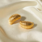 Rustfri 18k forgyldt rustfrit stål Striber Tekstur Metalliske Øreringe Charm Trendy Smykker Kvinder Valentins gave