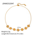 Bracciale/Collana/Orecchini a Bottone Minimalista alla Moda a Forma di Girasole Placcati in Oro 18K in Acciaio Inossidabile Set di Gioielli Resistenti all'Acqua