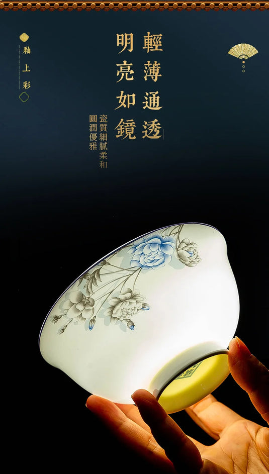 Jingdezhen Household Ceramic Bowls, Tableware Set, Bowls, Dishes, Chinese Bone Porcelain Tableware