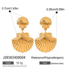18K Stainless Steel Waterproof Vintage Shell Ocean Collection Dangle Earrings Women Anti Allergic Elegant Charm Beach Jewelry
