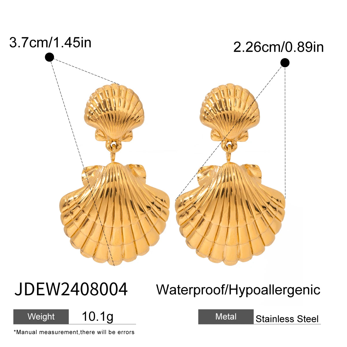 18K Stainless Steel Waterproof Vintage Shell Ocean Collection Dangle Earrings Women Anti Allergic Elegant Charm Beach Jewelry