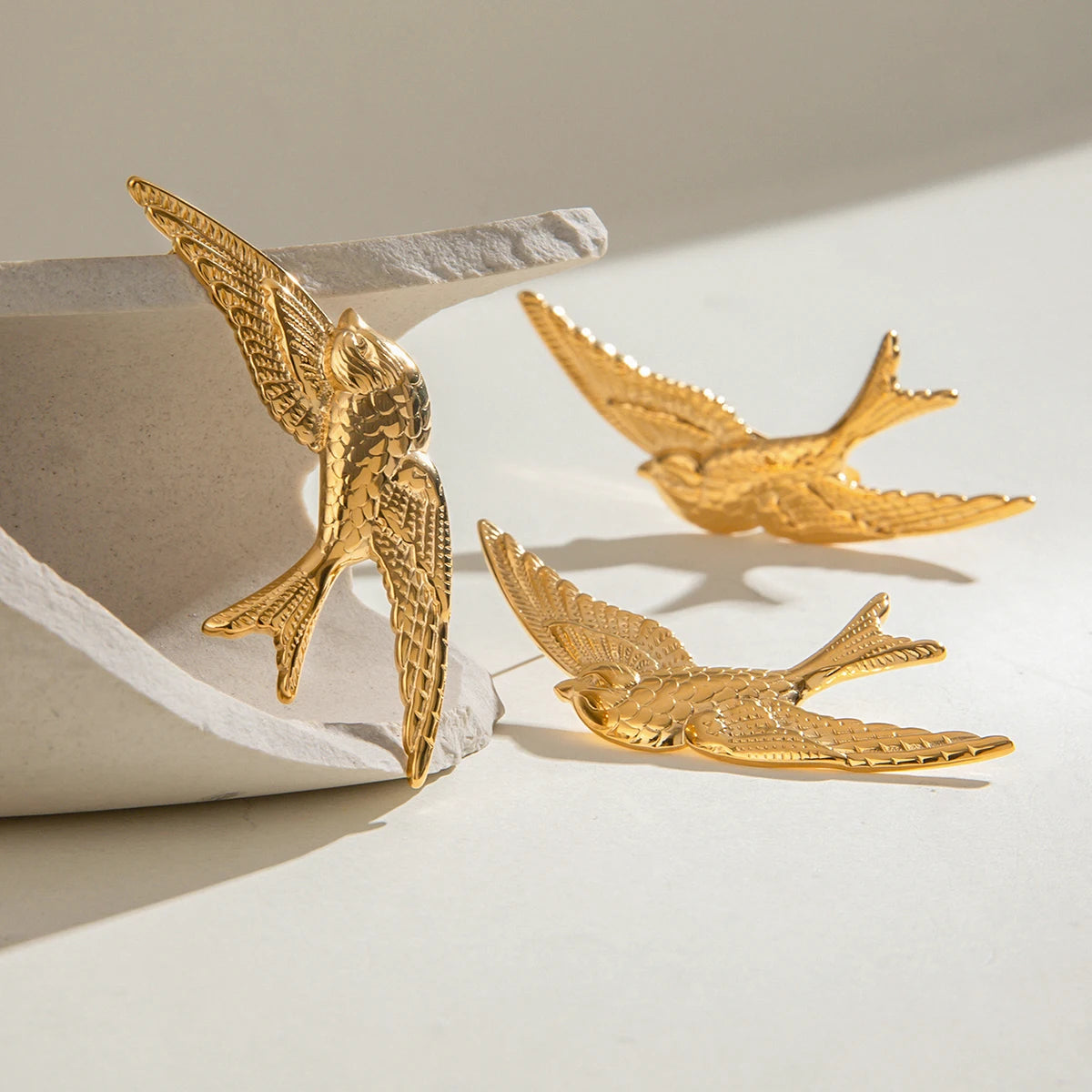 Minimalistiske 18 karat forgyldte Retro Swallow Øreringe Hårclips i rustfrit stål Damer Rustfast Udsøgte smykker Bijoux