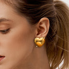 Zora Romantik Aşk Kalp Küpe Kadınlar için Şık Su Geçirmez Paslanmaz Çelik Zirkon Tatlı Takı Hediyesi