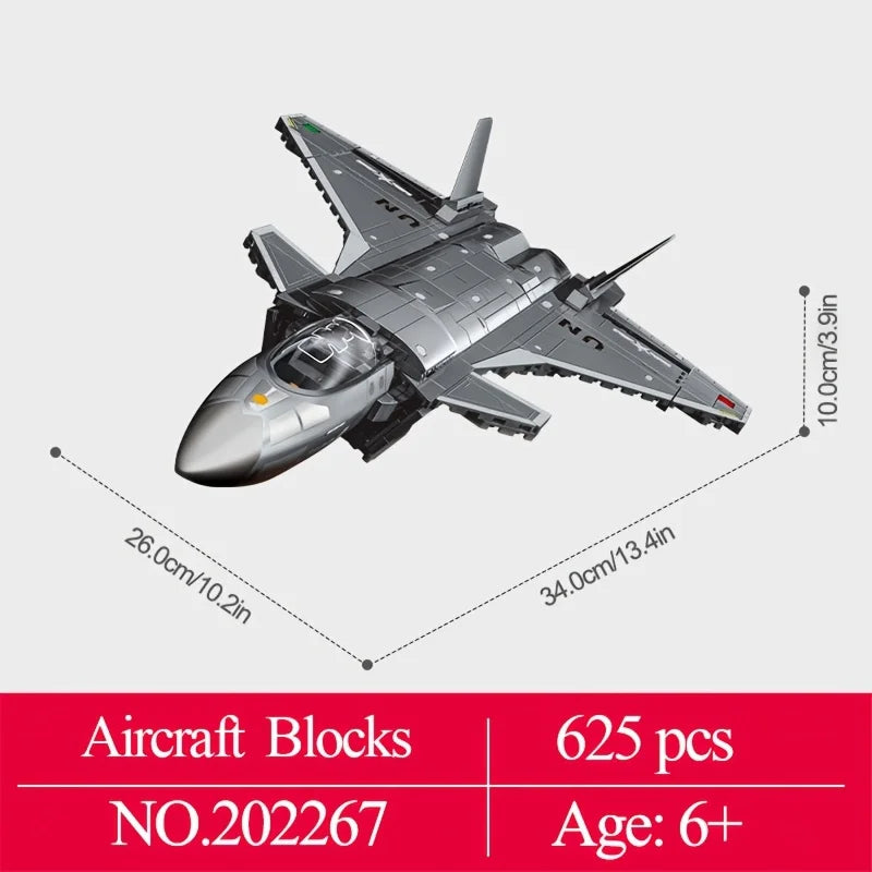 625pcs Military Fighter Jets Building Blocks, Boy's Toys, Creative Armed Aircraft Plane Assemblage Model Bricks