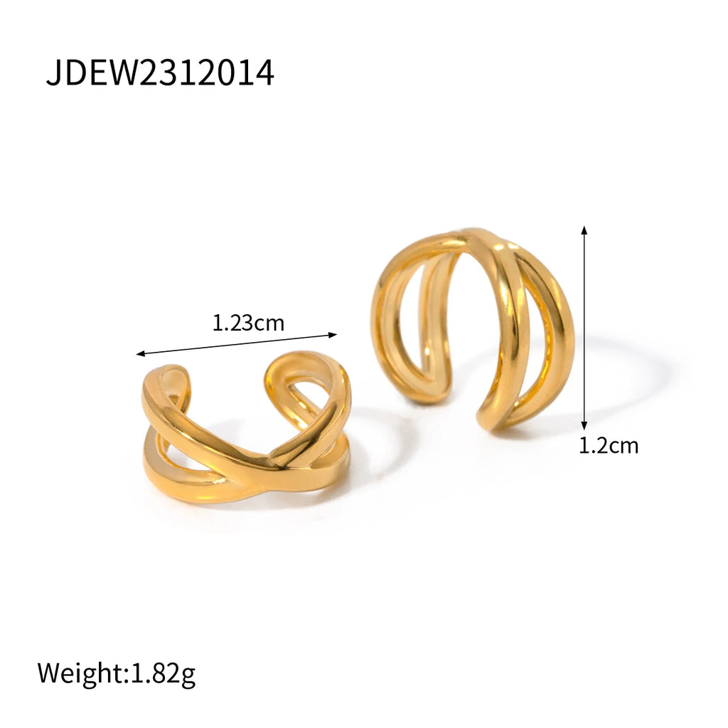 Rustfrit stål geometrisk øreclips Ung personlighed Mode Minimalisme 18K guldbelagte kvinder forhindrer allergierklæring smykker