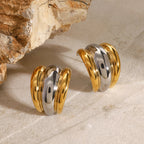 Minimalist 18k Gold Plated Stainless Steel Gold Silver Color Smooth Stud Earring Women Trendy Charm Jewelry Bijoux Femme