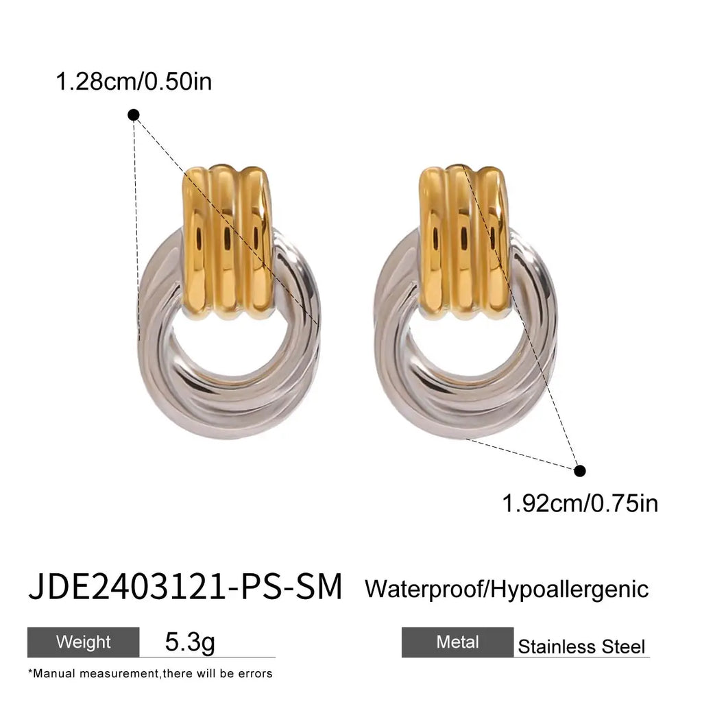 Guld Sølv Farve Blokeret Gevind Oprullede Simple Øreringe Rustfri 18K PVD belagt rustfrit stål Metal Tekstur smykker