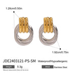 Guld Sølv Farve Blokeret Gevind Oprullede Simple Øreringe Rustfri 18K PVD belagt rustfrit stål Metal Tekstur smykker
