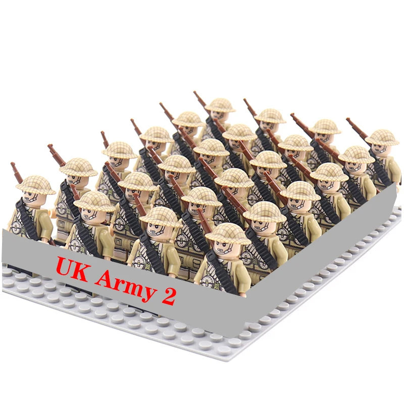 24 Pcs/Lot WW2 Military Figures Building Blocks Nation Army Soldiers Assemble Bricks Educational For Boys Christmas Gift  Toys
