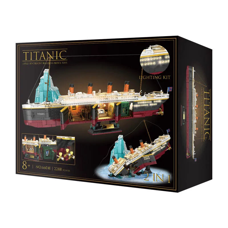 IN STOCK 66010 Titanic Building Blocks Model MOC Idea Iceberg and Ship Bricks Assembling Toys for Boys Gift Set