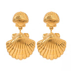 18K Stainless Steel Waterproof Vintage Shell Ocean Collection Dangle Earrings Women Anti Allergic Elegant Charm Beach Jewelry