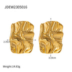 18K vergoldeter Edelstahl geometrisches Hammerkorn Lava-Serie Armband/Ring/Ohrringe hypoallergen luxuriöser Damenschmuck
