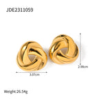 18K Gold Plated Creative Stainless Steel Vintage Woven Earrings Unique Personality Charm Fashion Jewelry Women