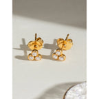 Trendy 18k Stainless Steel Vintage C shape White Zircon Plastic Pearl  Smooth Earrings Women Statement Rust Proof Jewelry