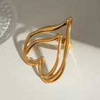 Geometrisch doppellagiger hohler Liebesherz-Öffnungsring aus Edelstahl, 18K PVD-beschichtet, allergiepräventiver Schmuck