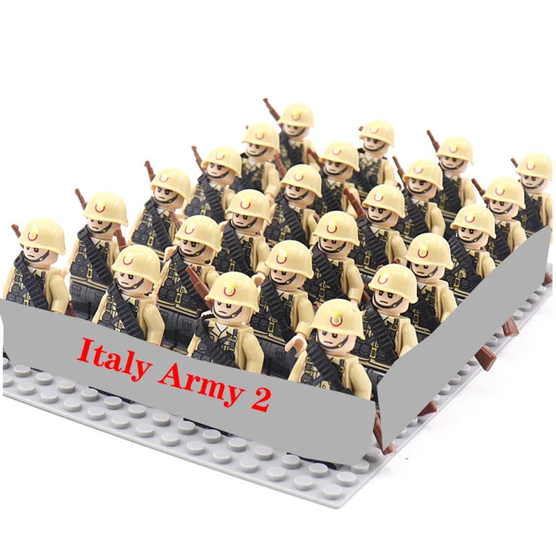 24 Pcs/Lot WW2 Military Figures Building Blocks Nation Army Soldiers Assemble Bricks Educational For Boys Christmas Gift  Toys