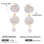 18K forgyldt erklæring Akryl perleknap glas vanddråbe øreringe kvinder rustfrit stål Rustfri smykker