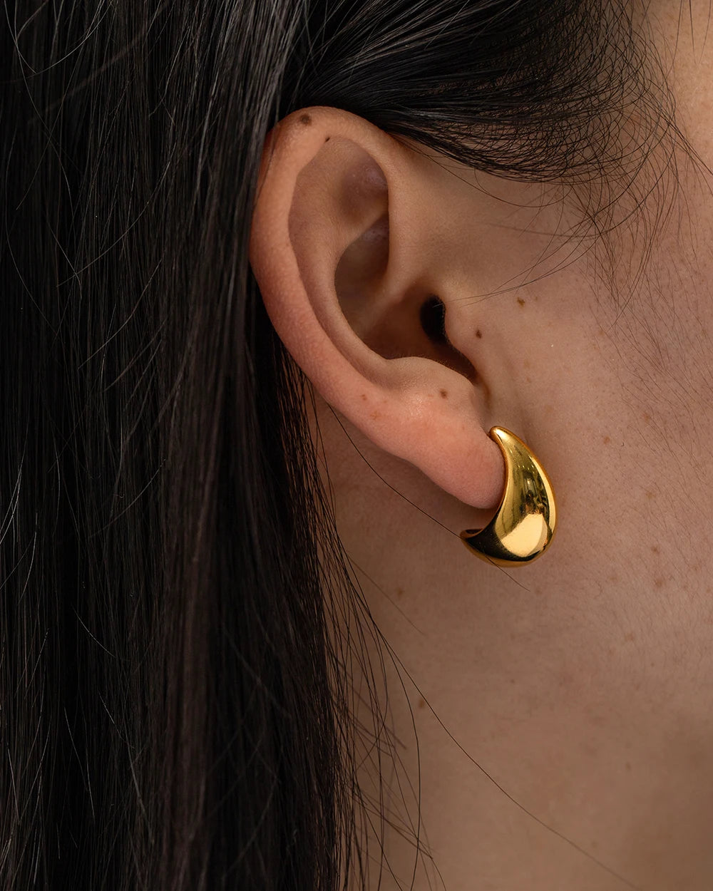 18k forgyldt minimalistisk lys Hyggelig lille bønne hule geometriske øreringe rustfrit stål kvinder rustbeskyttet erklæring smykker