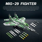 1290PCS MIG-29 Jet Fighter Building Blocks Diy Military Fighter Model Assembly Bricks Desktop Decoration Holiday Gifts Kids Toys