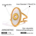 Minimalist 18K Stainless Steel Waterproof Round Shell Hammer Grain Opening Ring Women Anti Allergic Elegant Charm Daily Jewelry