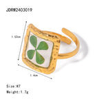 Literary Retro Eternity Flower Design 18K Gold Plated Jewelry Adjustable Stainless Steel Waterproof Ring For Ladies Jewelry Gift