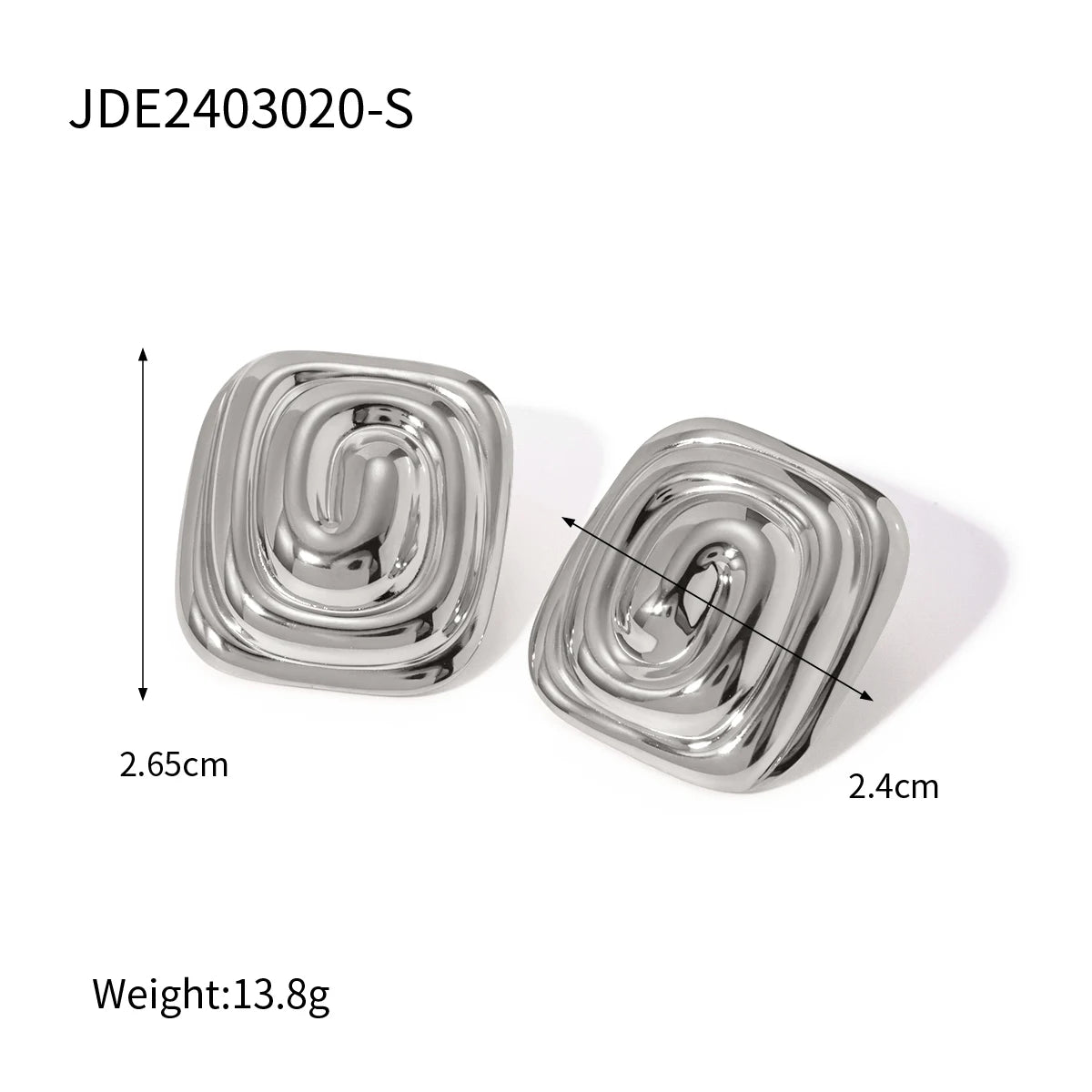 Minimalistische 18K Edelstahl geometrische Metall rostfreie quadratische Conch-Spiralform Ohrringe kostenloser Temperament-Charme Schmuck