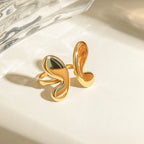 Vintage Stainless Steel 18K PVD Plated Smooth Butterfly Waterproof Charm Opening Ring High Quality Women Statement Jewelry