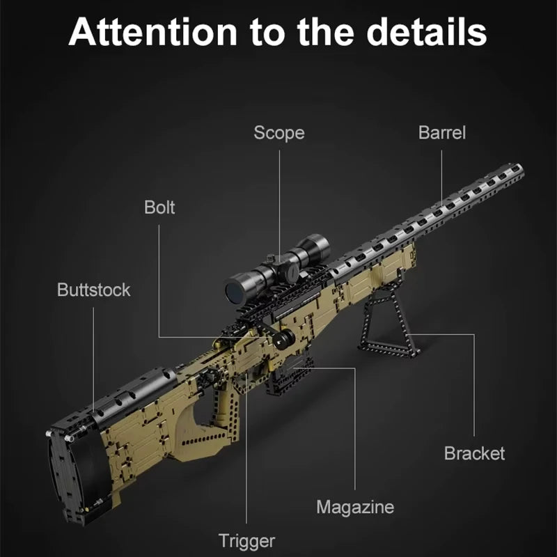 Cada 979Pcs City Technical Police Military Weapon Sniper Rifle Building Blocks World War II Assault Rifle Building Blocks Childr