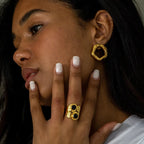 18K vergoldeter, leicht luxuriöser Edelstahl mit asymmetrischem Design und eingelegtem Zirkonring für Damenfinger Schmuck collares para mujer